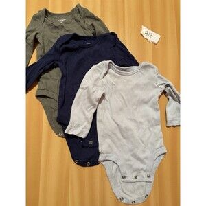 3 Carters Bodysuits Baby 3 Months Green Dark Blue Light Blue Long Sleeve